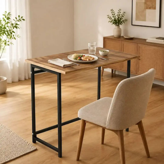 Birou Din Lemn Negru Cu Picioare Metalice 80x50x73cm