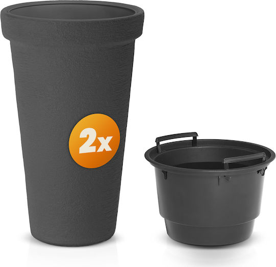 Casaria Set 2 Ghivece De Flori Din Plastic Anthracite