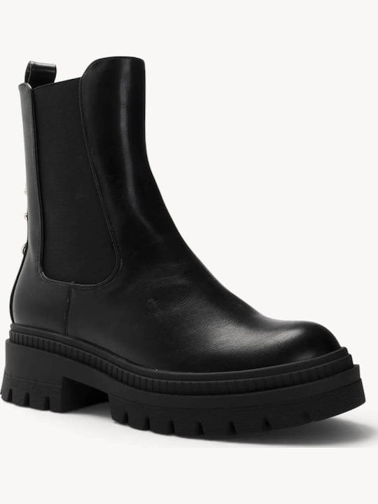 Black Combat Boots Rubber Metal Rings