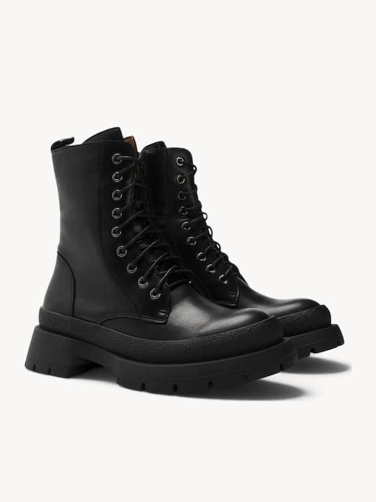 Black Combat Boots Embossed Chunky Sole Black Combat Boots Embossed Chunky Sole