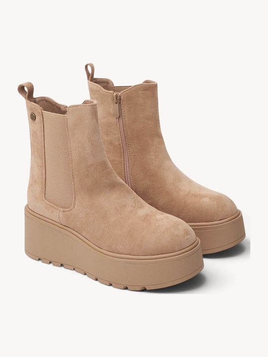 Beige Kastorina Damen Chelsea-Stiefel Hohe Plattform