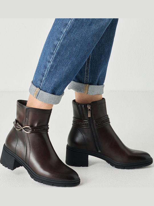 Leder Damen Stiefeletten Braun