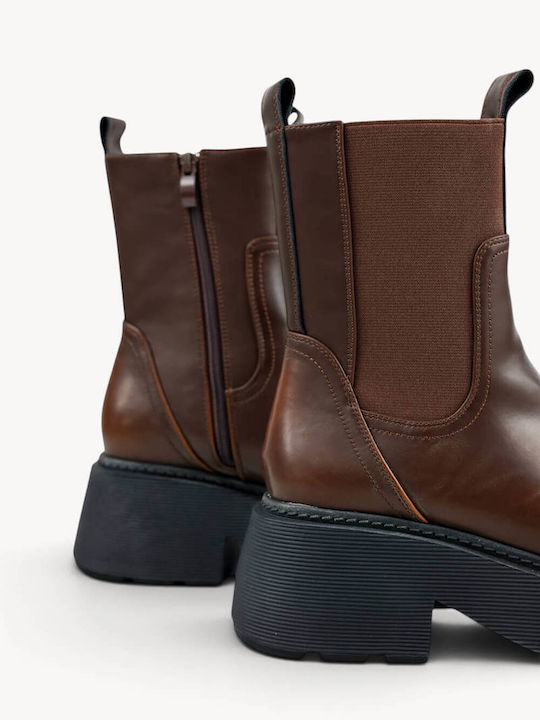 Tabac Brown Chelsea Boots Chunky Striped Sole