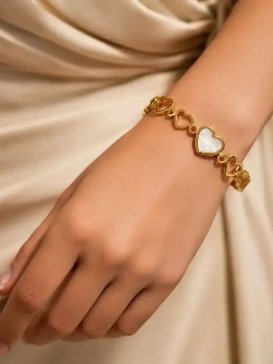 Nire Damentra Armband Hand Schellen Mit Herz Design Aus Edelstahl Vergoldet