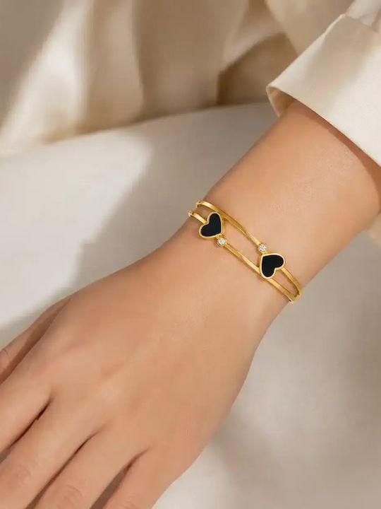 Nire Damentrailing Handkette mit Herz-Design aus vergoldetem Stahl mit Zirkon