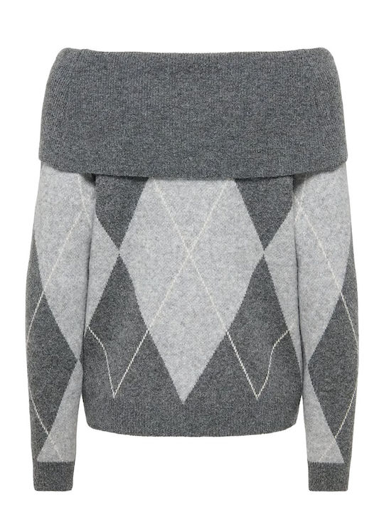 Damen Langärmeliges Pullover Dunkelgrau