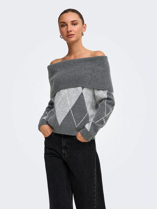 Damen Langärmeliges Pullover Dunkelgrau