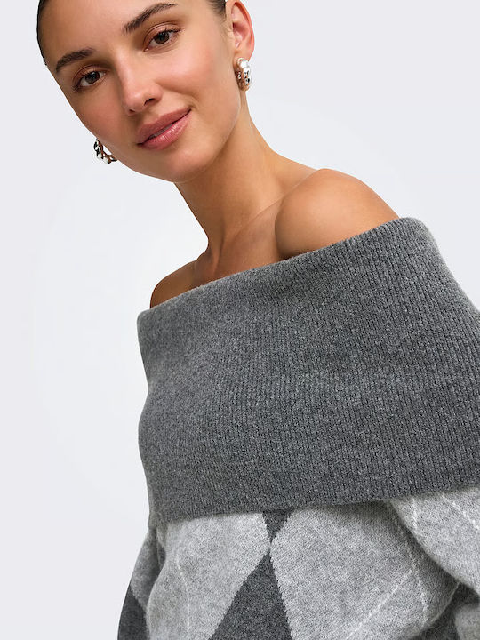 Damen Langärmeliges Pullover Dunkelgrau