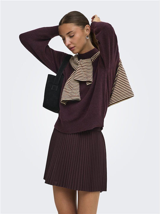 Damen Langärmeliges Rollkragenpullover Burgundisch
