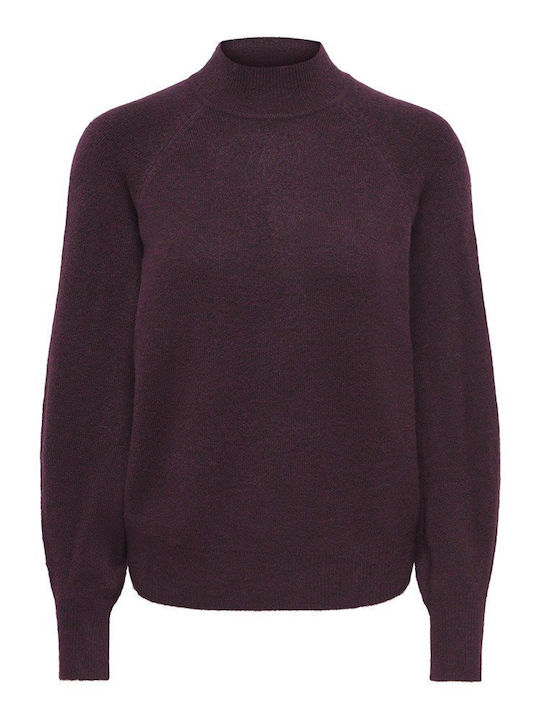 Damen Langärmeliges Rollkragenpullover Burgundisch