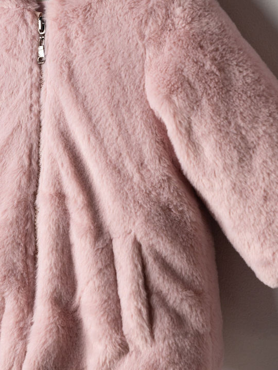 Evita Kinder Pelz Kurze mit Kapuze Rosa Evita Kinder Pelz Kurze mit Kapuze Rosa
