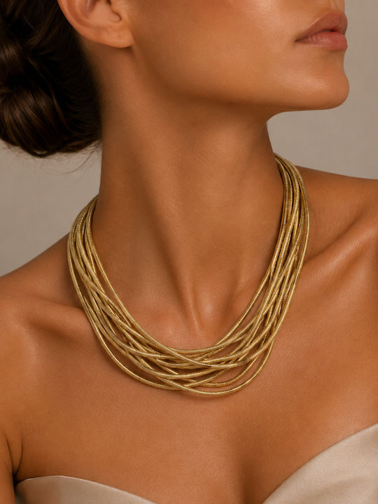 Women’s Necklace Gold Multi-Cord Knotted Choker Adjustable Chain Prime Steel Women Ssn064