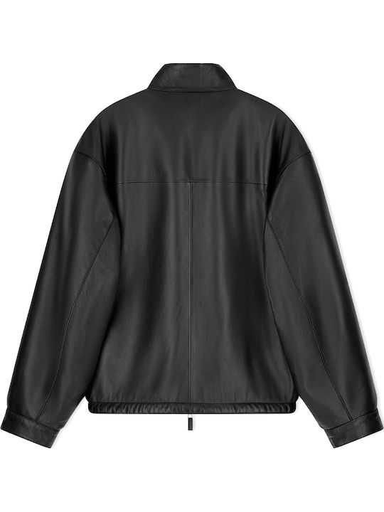 Emporio Armani Geacă Biker Din Piele Cu Două Fețe Neagră
