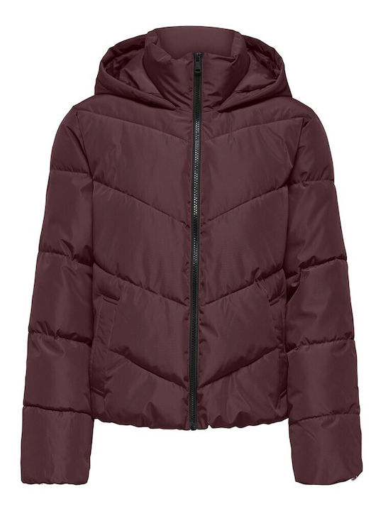 Късо Дамско Puffer Яке за Зима Бордо