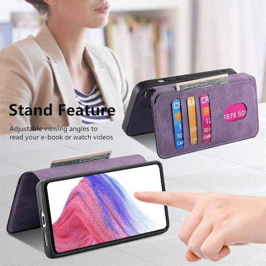 Caseneo Motorola Edge 50 Fusion Magsafe Retro Leather Wallet Purple