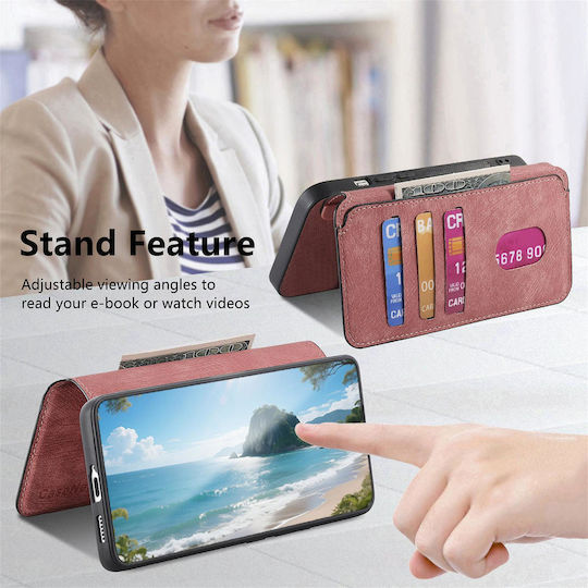 Caseneo Motorola Moto G Max G87 G77 G67 Case Retro Leather Wallet Pink