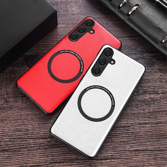 Leather Coated Hard Case Silver Samsung Galaxy A55 5g