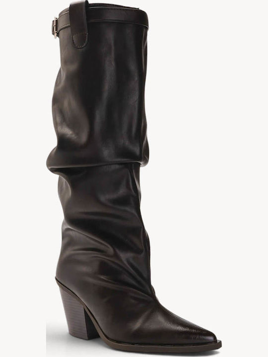 Braune Western Damenstiefel mit Schnalle und Riemen