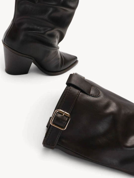 Braune Western Damenstiefel mit Schnalle und Riemen