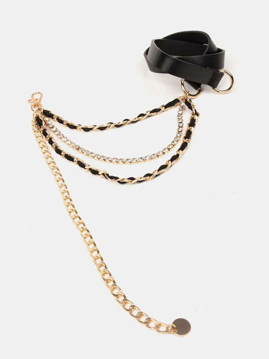 Faux Leather Chain Belt Black Size One Size Black Faux Leather Chain Belt Black Size One Size Black