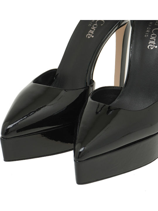 Leather Heels with High Heel Black