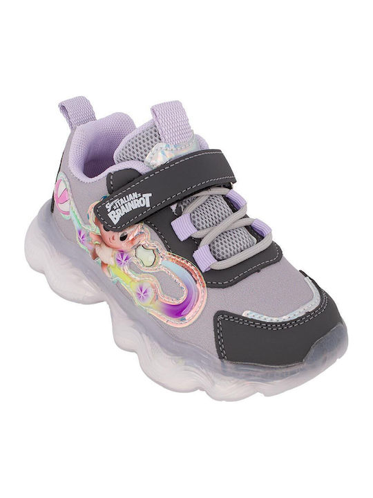 Ballerina Capuchina Παιδικά Sneakers Ανατομικά με Σκρατς & Φωτάκια Μωβ