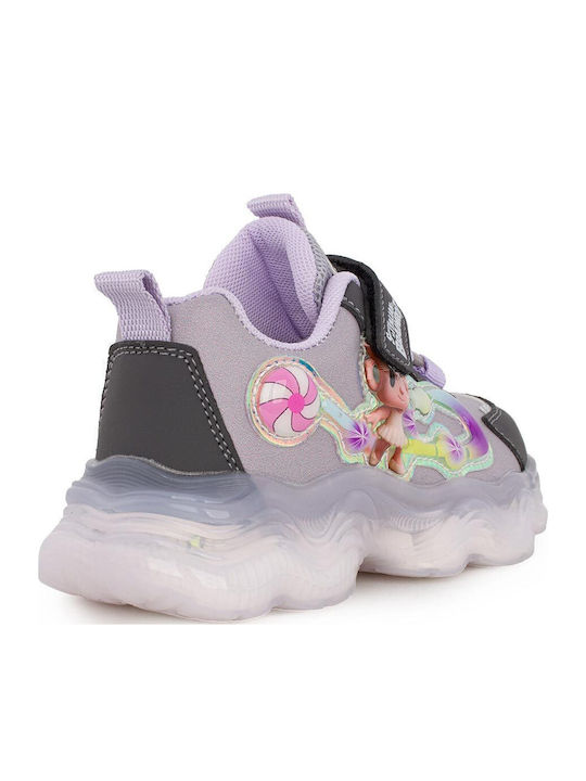 Ballerina Capuchina Παιδικά Sneakers Ανατομικά με Σκρατς & Φωτάκια Μωβ