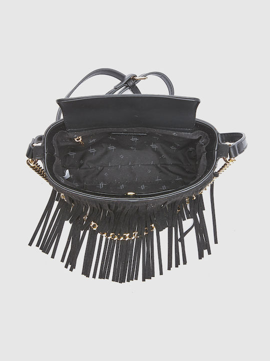 Gestrickte Schwarze Damen-Schultertasche