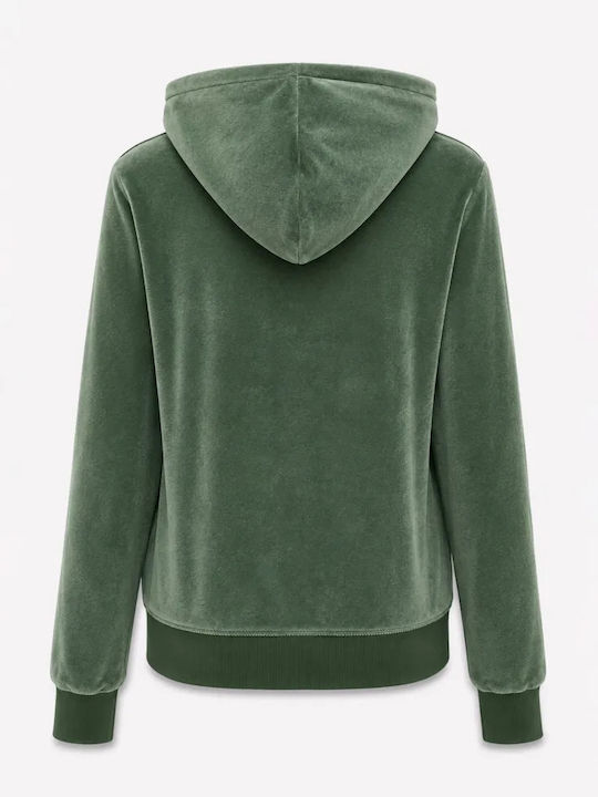 Women's Velvet Sweatshirt Cardigan Pale Mint
