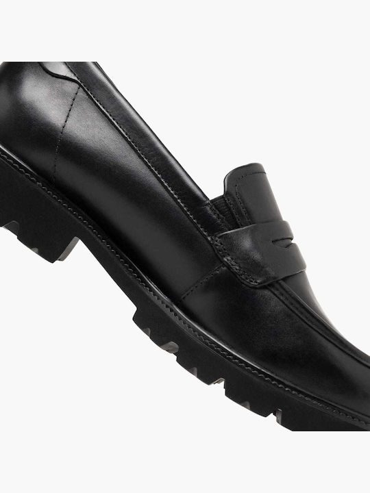 Damen Mokassins Aus Leder In Schwarz Farbe