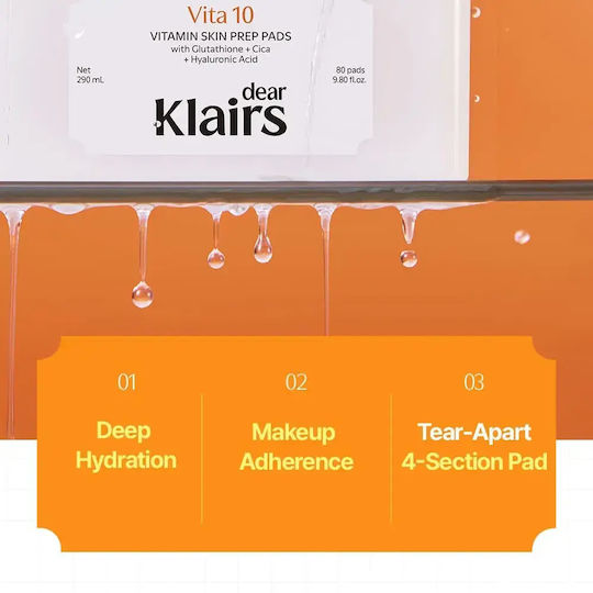 Freshly Juiced Vitamin Skin Prep Pads Facial Toners with Vitamin C, Niacinamide & Hyaluronic Acid