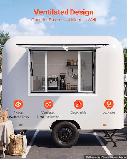 Vevor Concession Window 1143x762mm Aluminum Alloy Food Truck Service Window Base Up To 85 Degrees 4 Sliding Windows Awning Door Hook Water Resistant