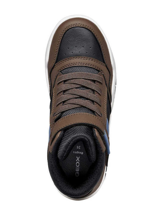 Kids Sneakers High Anatomic with Hoop & Loop Closure Brown