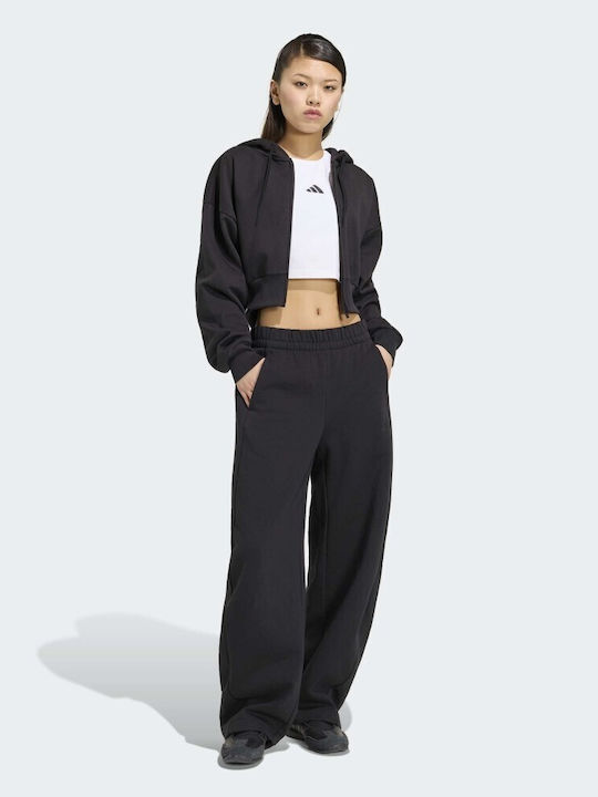 Essentials Παντελόνι Φόρμας με Λάστιχο Fleece Μαύρο