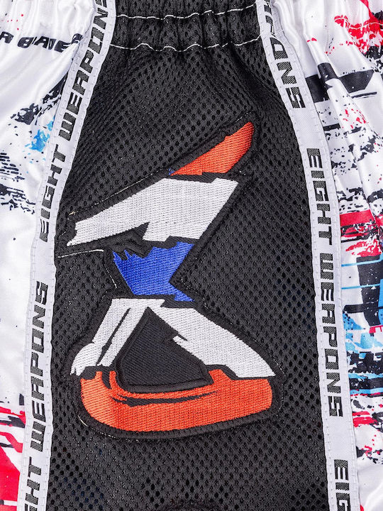 Muay Thai Boxing Shorts 8 Weapons Cut Like A Blade 2.0 White