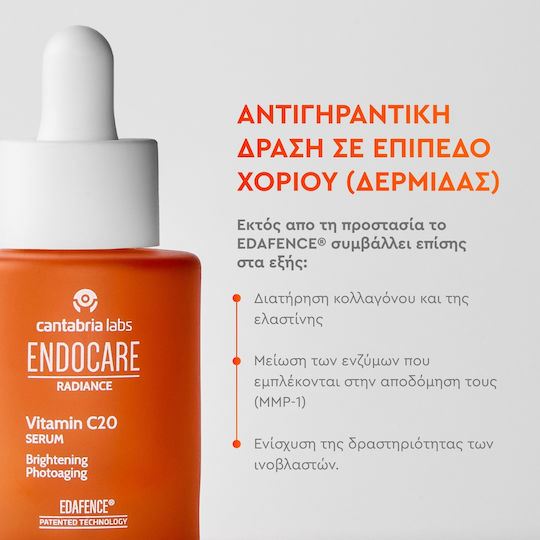 Cantabria labs Endocare Radiance Vitaminc C20 Αντιγηραντικό Serum Προσώπου με Βιταμίνη C για Λάμψη & Lifting 30ml
