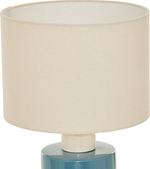 Fiva Ceramic Vintage Table Lamp for E27 Fitting with Beige Shade and Pink Base