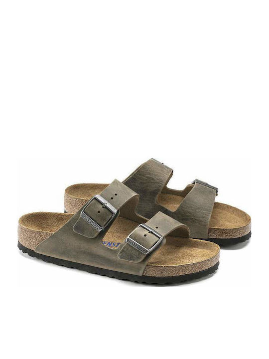 Arizona Soft Footbed Oiled Leather Leder Herrensandalen Faded Khaki Regelmäßig Passform