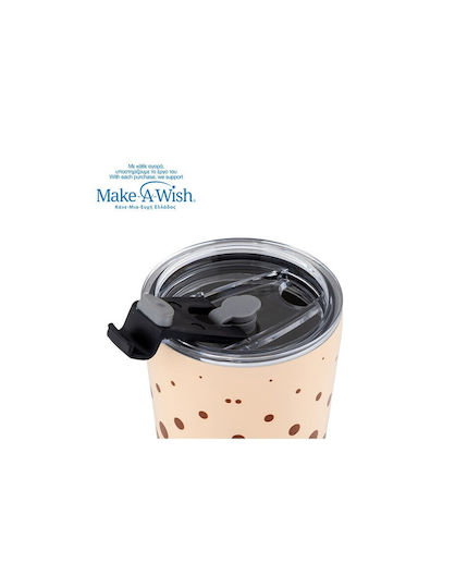 Nava "we Care" Thermos Cup Stainless Steel / Plastic BPA Free 350ml Brown Dots with Straw