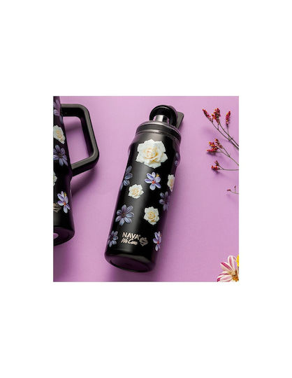 Nava "we Care" Бутилка Термос Неръждаема Стомана 500ml Black Floral