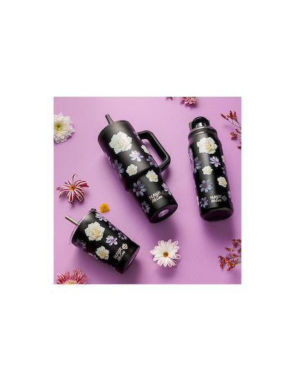 Nava "we Care" Бутилка Термос Неръждаема Стомана 500ml Black Floral