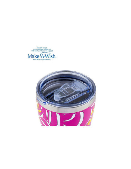 Nava we Care Чаша Термос Неръждаема Стомана 400ml Магента Флорален с Сламка