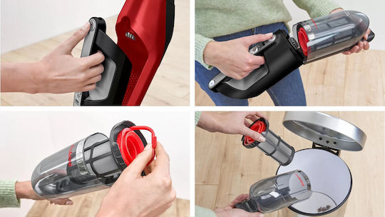 ProfiCare PC-PTR 3153 Wiederaufladbarer Stielstaubsauger 2 in 1 Stick & Hand 25.2V Rote
