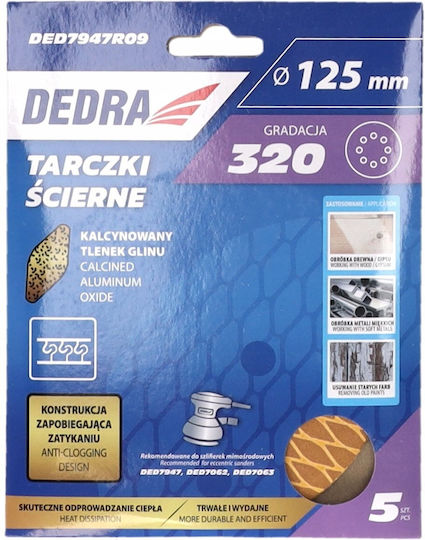 Dedra Orbital Sander Sheet 125x125mm Set 5 Pieces