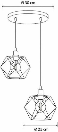 NG Santas Deckenleuchte Kupfer mit Lampenbirnensockel E27 30x30x70cm