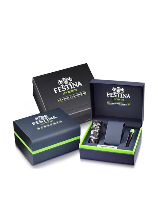 Festina Chrono Bike Connected Special Edition Ceas Barbati 45.5mm Cronograf Baterie Cu Brățară Metalică Neagră