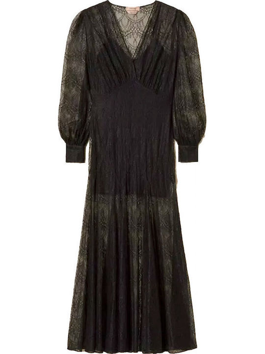 Maxi Abendkleid Mit Spitze Schwarz