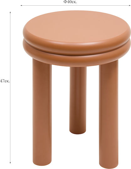 Round Side Table A-s from Solid Wood Plump Rust W40xL40xH47cm