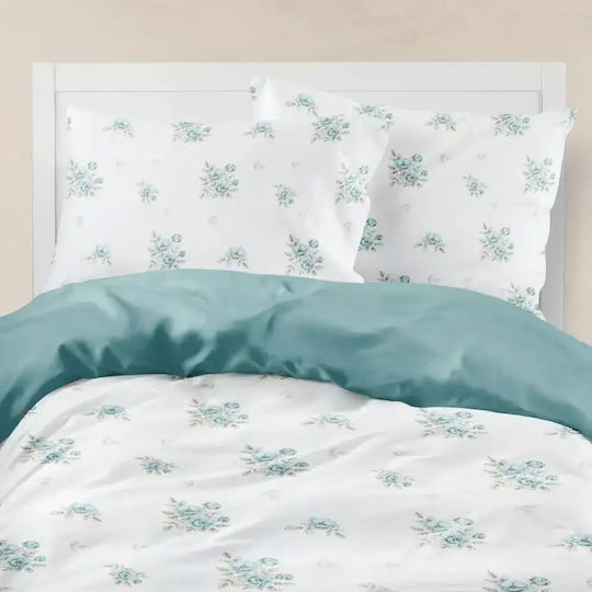 Borea Primrose Super-Double Bed Sheets Set 240x260cm Petrol Blue 4 Pieces