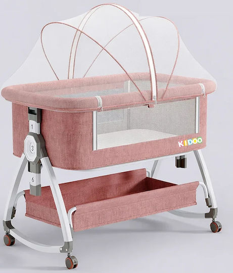 Babywiege mit Matratze und Rädern PATUT-KD-88-PINK-PLT